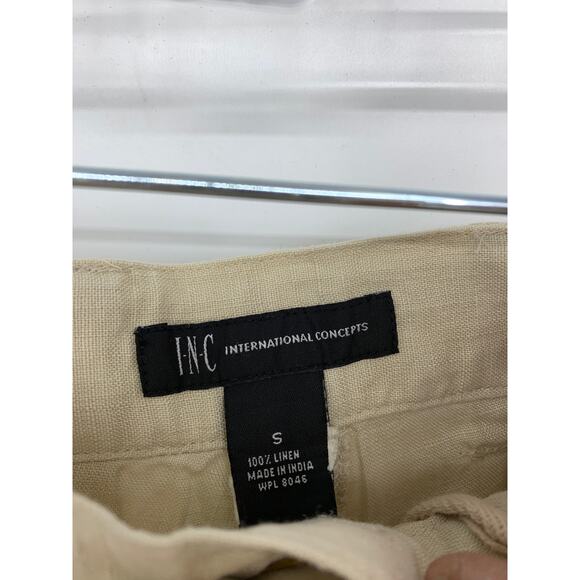 Vintage INC International Concepts Linen Cargo Pants Womens Sz Small Beige - Picture 3 of 4